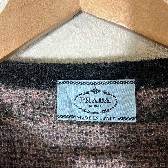 PRADA Maglieria Mohair Wool Windowpane Short Sleeve Sweater - Picture 10 of 15